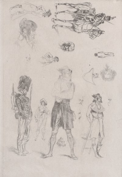 Foglio di schizzi (Feuille de Croquis), 1868 da Jean Baptiste Edouard Detaille
