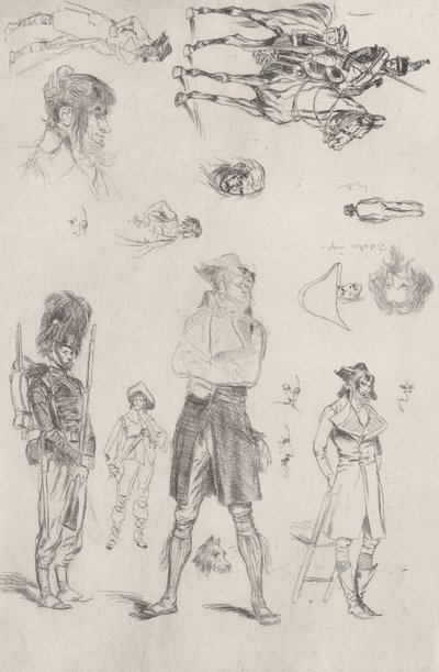 Foglio di schizzi da Jean Baptiste Edouard Detaille