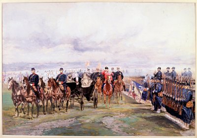 Lo zar Nicola passa in rassegna le truppe con Félix Faure a Châlons-sur-Marne durante la sua visita in Francia, 9 ottobre da Jean Baptiste Edouard Detaille