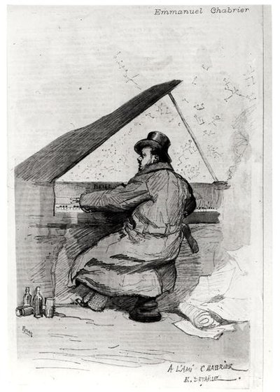 Alexis Emmanuel Chabrier al pianoforte, inciso da Florian da Jean Baptiste Edouard after Detaille