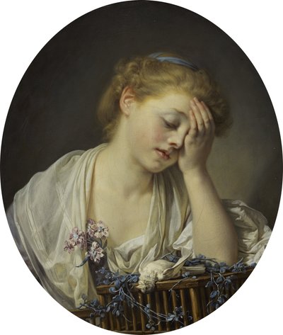 Una ragazza con un canarino morto da Jean-Baptiste Greuze