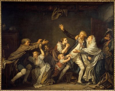 Un padre rinnega suo figlio costretto a lasciare la casa di famiglia da Jean Baptiste Greuze