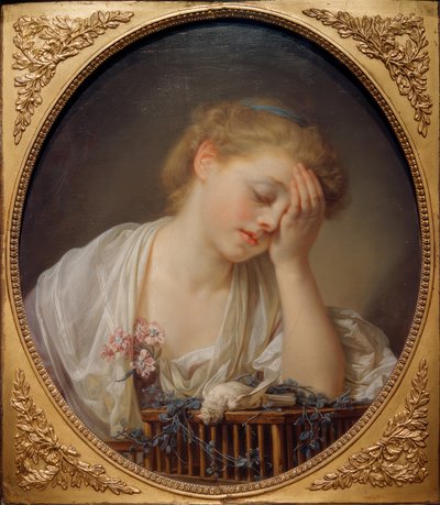La giovane ragazza che piange il suo uccello morto da Jean Baptiste Greuze