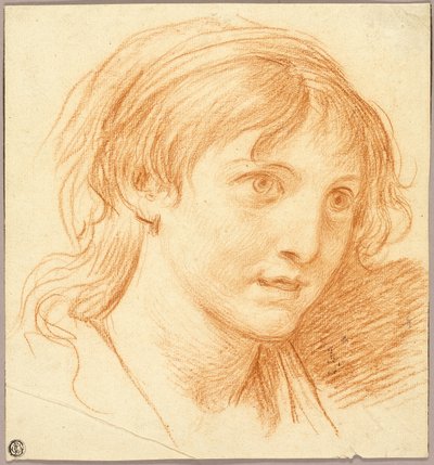 Testa di ragazza con occhi fissi da Jean Baptiste Greuze