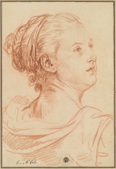 Testa di una Donna che Guarda Indietro sopra la Spalla da Jean Baptiste Greuze