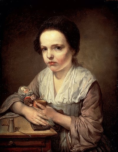 Ragazza con bambola da Jean Baptiste Greuze