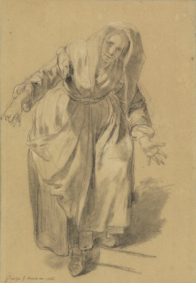 Donna anziana con le braccia tese (studio per il gesto napoletano) da Jean Baptiste Greuze