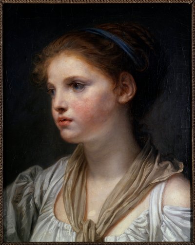 Ritratto di una ragazza con nastro blu da Jean Baptiste Greuze