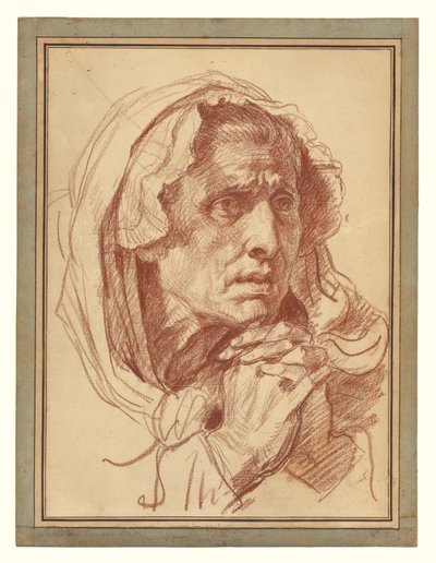 Studio della testa di una donna anziana da Jean Baptiste Greuze
