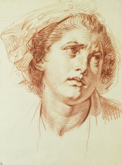 Testa di donna che guarda in alto a destra da Jean Baptiste Greuze