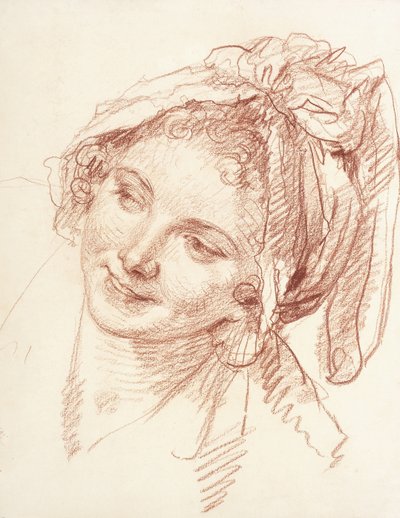 La testa di una giovane ragazza inclinata a sinistra da Jean Baptiste Greuze
