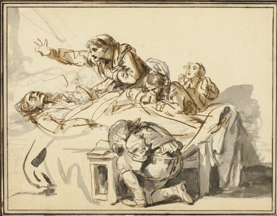 Donne e bambini in lutto per un uomo morto da Jean Baptiste Greuze