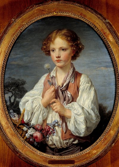 Ragazzo giovane nel cesto di fiori da Jean Baptiste Greuze