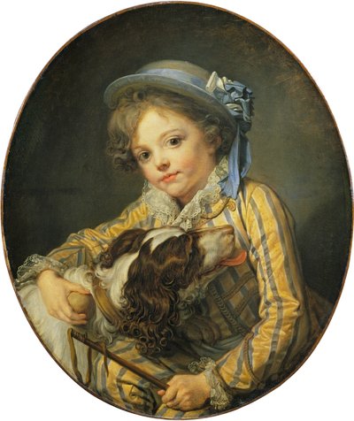Giovane ragazzo con un cane da Jean-Baptiste Greuze