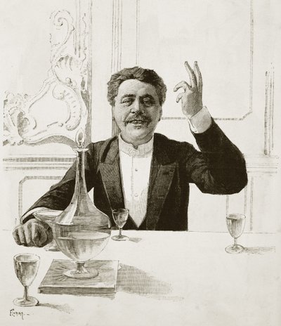 Ritratto di Henry Becque (1837-1899), drammaturgo francese - incisione di Florian dopo Jean-Baptiste Guth - Pubblicato in Revue illustrée, ca. 1890 da Jean Baptiste Guth