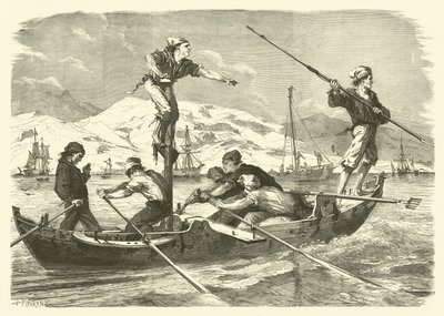 Pesca del pesce spada al largo della costa della Sicilia (incisione) da Jean Baptiste Henri Durand Brager