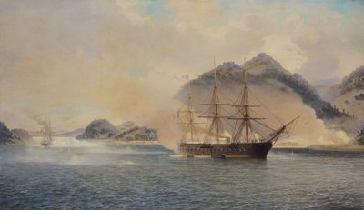Battaglia navale dello stretto di Shimonoseki, 20 luglio 1863, 1865 da Jean Baptiste Henri Durand Brager