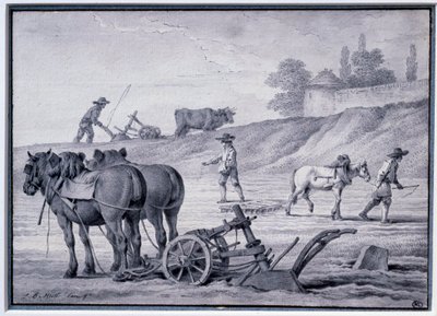 Agricoltura: scena di aratura da Jean Baptiste Huet