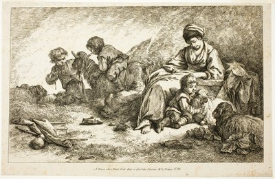 Madre e figli con le pecore da Jean Baptiste Huet