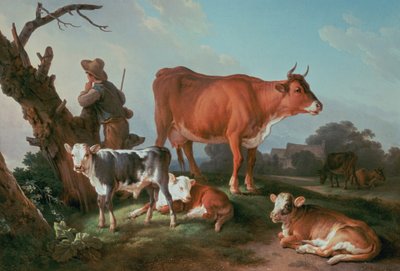 Scena pastorale con un mandriano da Jean Baptiste Huet