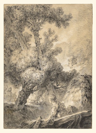 Pastore e pastorella in un paesaggio bucolico da Jean Baptiste Huet