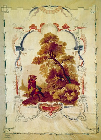 Il lupo diventato pastore. Illustrazione per la favola di Jean de La Fontaine da Jean Baptiste Huet