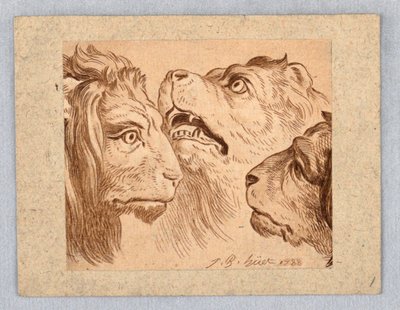Tre teste di leone da Jean Baptiste Huet