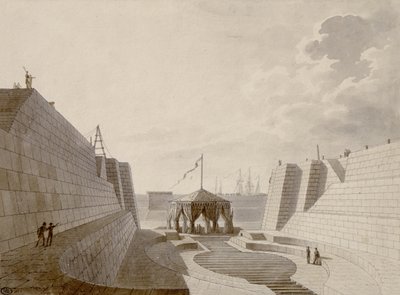 Bacino di carenaggio a Cherbourg, luglio 1813 da Jean Baptiste Isabey