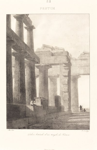 Galleria laterale di un tempio di Paestum da Jean Baptiste Isabey