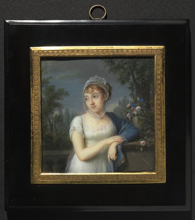 Ritratto di una donna vicino a una balaustra, 1804 da Jean Baptiste Jacques Augustin