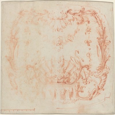 Design murale rococò con una fontana e cigni [verso] da Jean Baptiste Joseph Pater