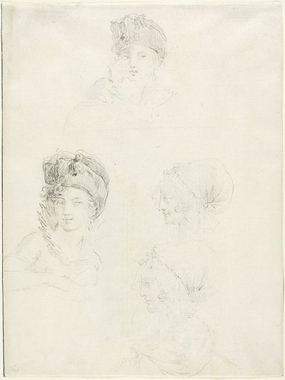 Quattro schizzi di due donne da Jean Baptiste Joseph Wicar