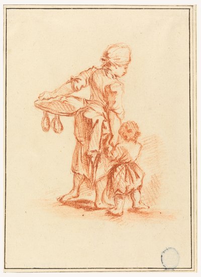 Disegno, Donna che conduce un bambino, 1750-75 da Jean Baptiste Le Prince