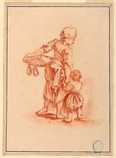 Disegno, Donna che conduce un bambino, 1750-75 da Jean Baptiste Le Prince