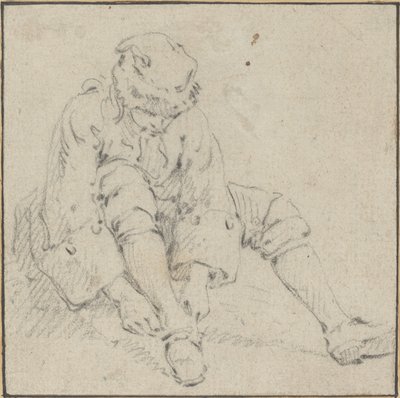 Uomo che si mette la scarpa da Jean Baptiste Le Prince