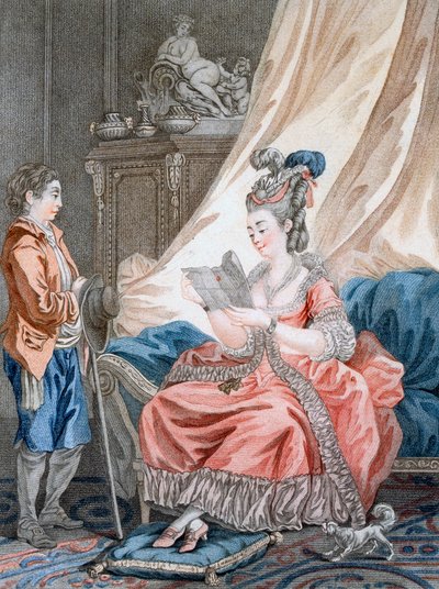 La buona notizia, inciso da L. Marin, pub. da Vivares, Londra, c.1770-80 da Jean Baptiste Le Prince