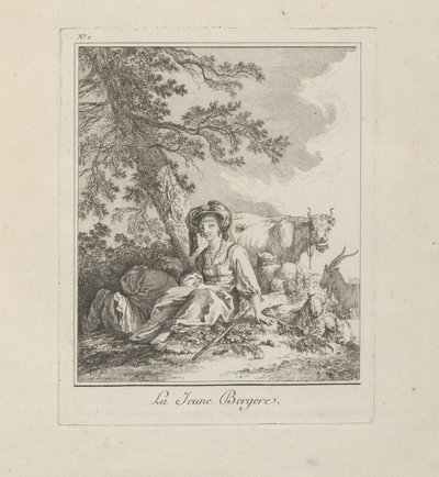 La giovane pastorella, tavola due da Divers Habillements des Peuples du Nord da Jean Baptiste Le Prince