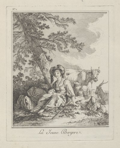 La giovane pastorella, tavola due da Divers Habillements des Peuples du Nord, 1765 da Jean Baptiste Le Prince