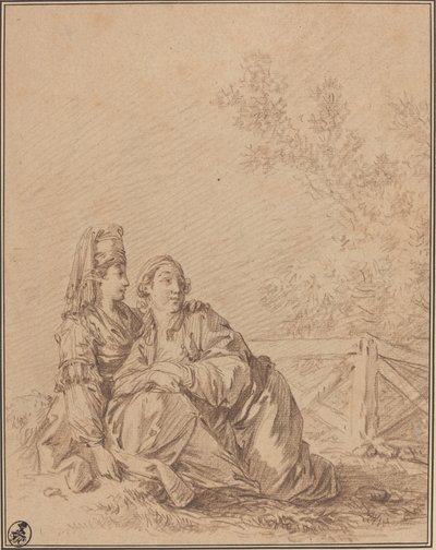 Due russi seduti nel paesaggio da Jean Baptiste Le Prince