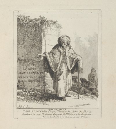 Donna del popolo, tavola uno da Divers Habillements des Peuples du Nord da Jean Baptiste Le Prince