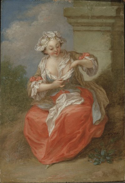 Giovane ragazza che insegue le pulci, c.1750 da Jean Baptiste Lebel