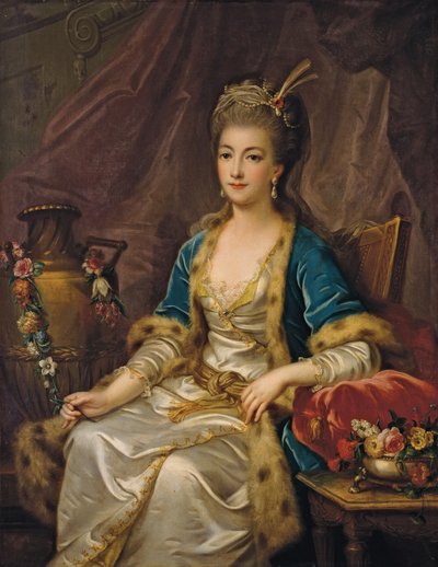 Ritratto di una donna seduta vestita "à la russe" da Jean Baptiste Leprince