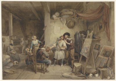 Adriaen Brouwer con il suo allievo J. van Craesbeek da Jean Baptiste Madou