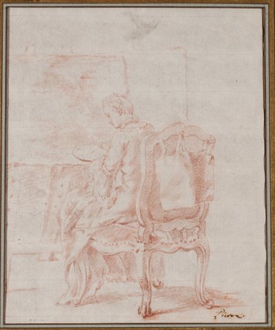 Una donna che dipinge un paesaggio da Jean Baptiste Marie Pierre