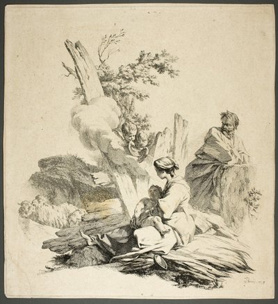 Sacra Famiglia con angeli da Jean Baptiste Marie Pierre
