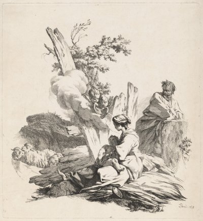 Riposo durante la fuga in Egitto da Jean Baptiste Marie Pierre