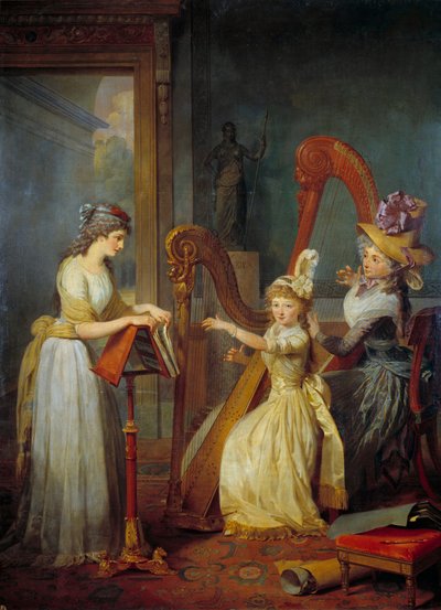 Stephanie Felicite Ducrest de Saint-Aubin, Contessa di Genlis (detta Madame de Genlis) dà una lezione di arpa ai figli del Duca d