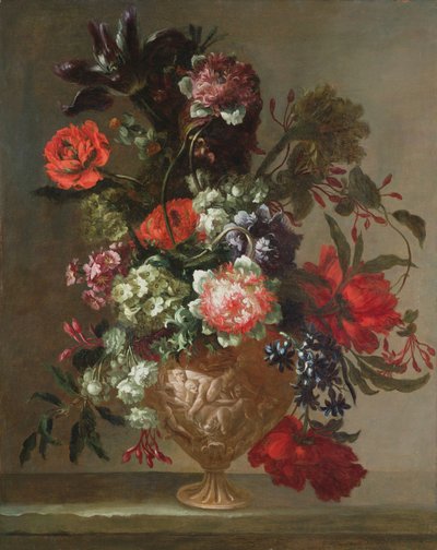 Natura morta di fiori in un vaso scolpito da Jean Baptiste Monnoyer