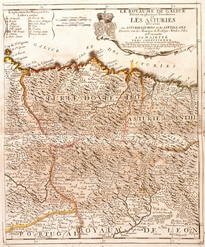 Mappa delle Asturie (Spagna) da Jean Baptiste Nolin