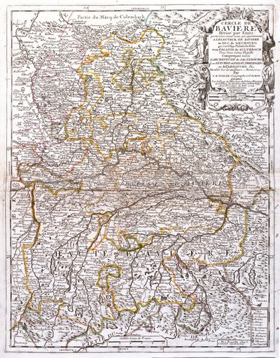 Mappa della Baviera (Germania) da Jean Baptiste Nolin